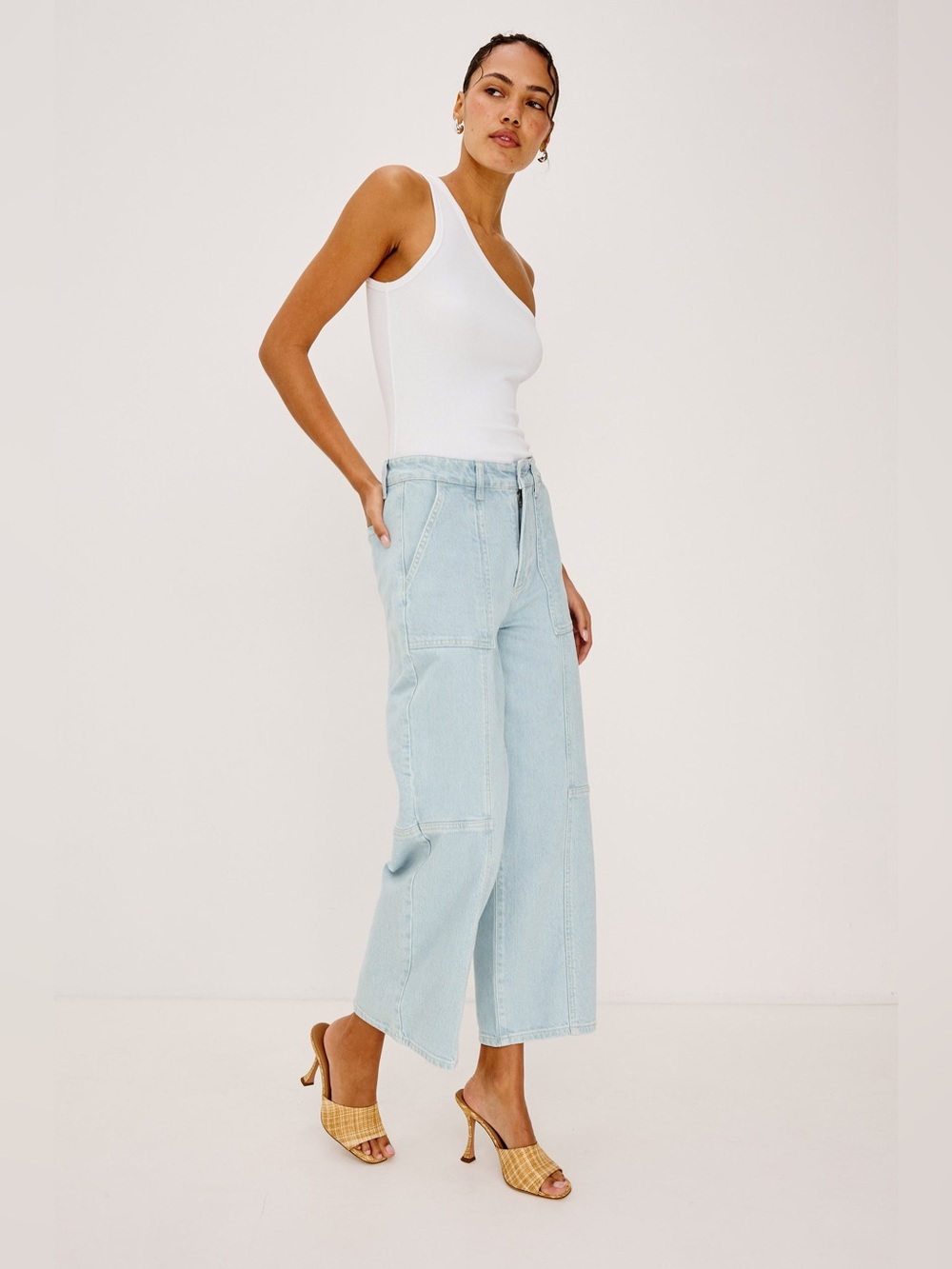Rails Light Blue Wide-Leg Patch Pocket Jeans